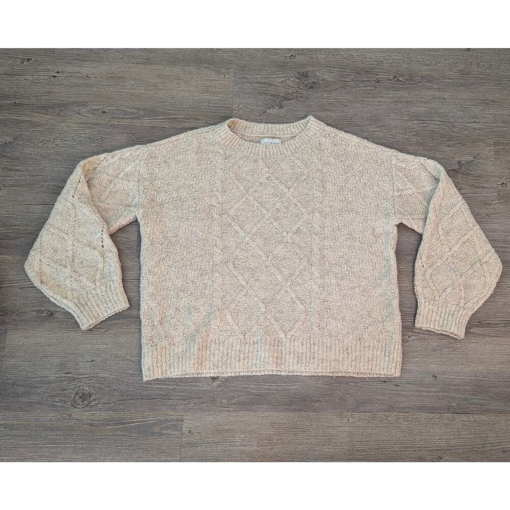 Gorgeous LUCKY BRAND Cable Knit Crewneck Crop Sweater Size MEDIUM